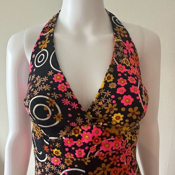 1970’s Vintage Halter Flower Power Maxi Dress - Picture 6 of 9